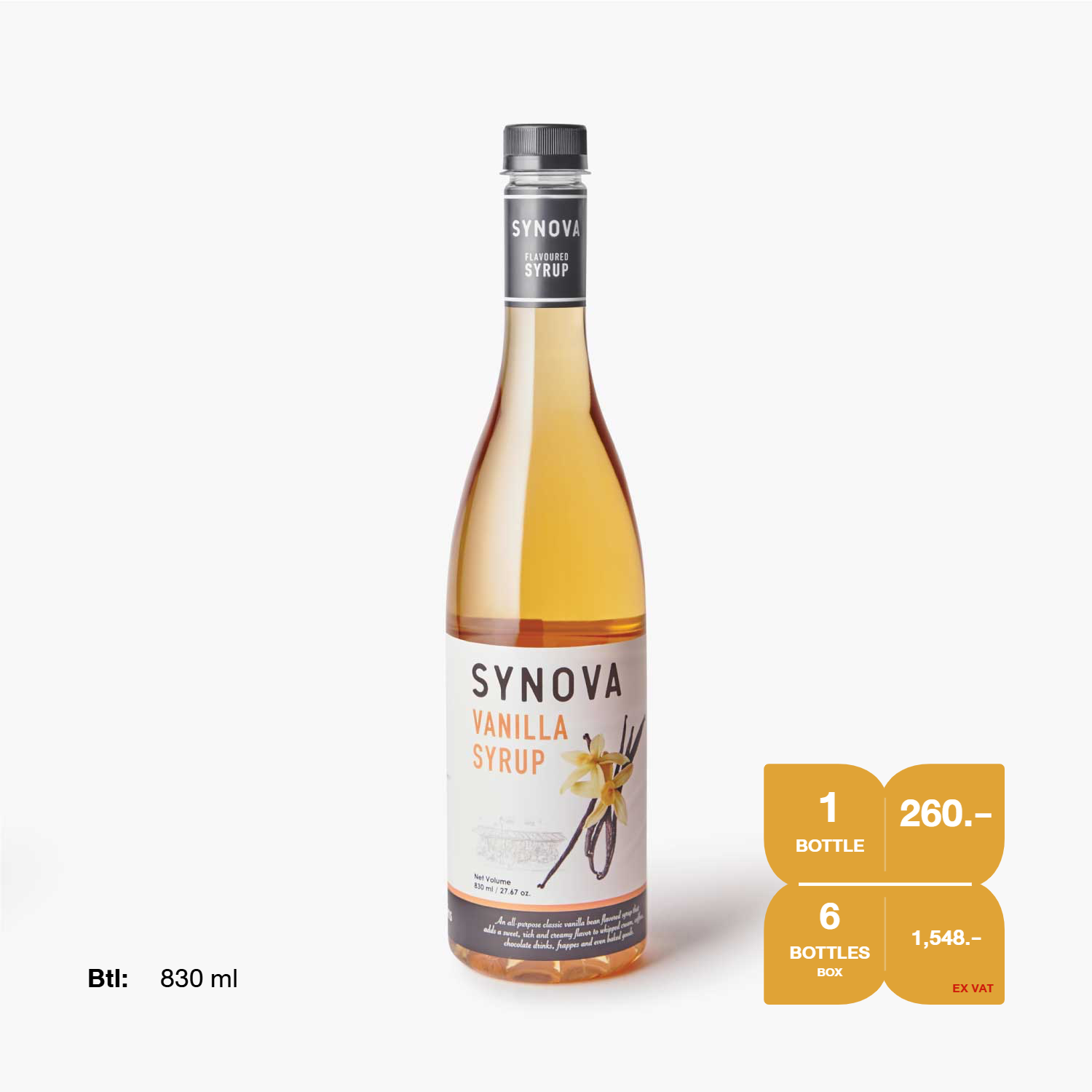 น้ำเชื่อม SYNOVA : ไซรัปกลิ่นวานิลลา (ยกกล่อง)